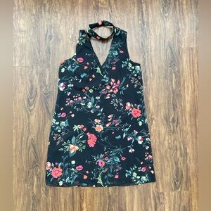 BCX Black Dress with Colorful Floral Accents